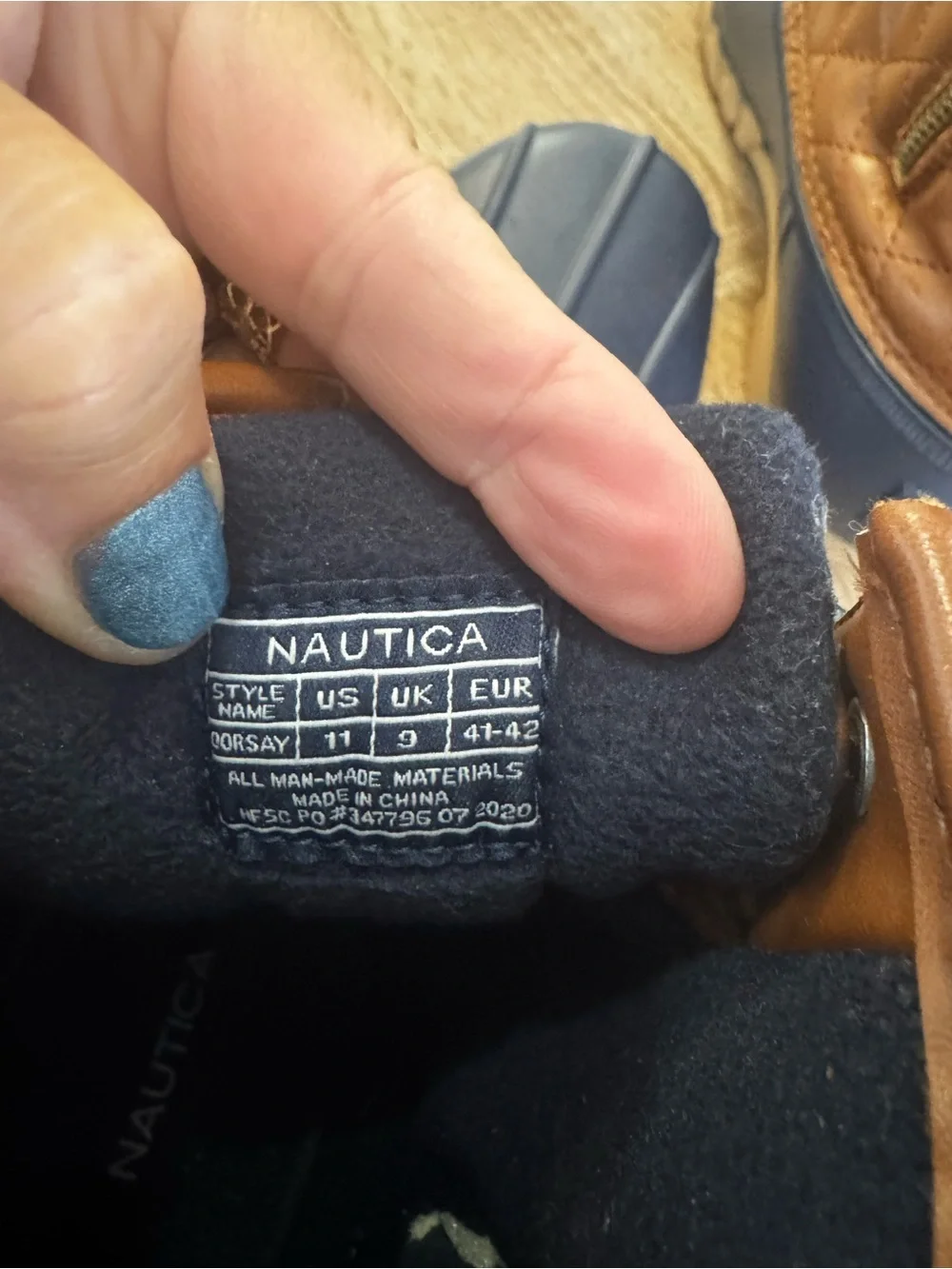 Nautica Dorsay Duck Boots Women’s Size 11 Brown Navy Quilted Rain Winter Zip